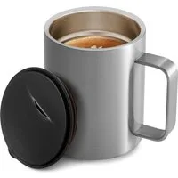 EXTSUD Thermobecher Kaffeebecher 400 ml Thermobecher Campingbecher Camp Mug, 1-tlg., Edelstahl, 316 Edelstahl Teetasse mit Henkel und Schiebedeckel