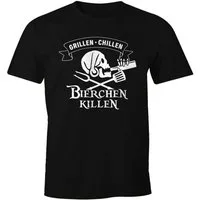 MoonWorks Print-Shirt Herren T-Shirt Grillen Chillen Bierchen Killen Pirat Skull Bier Spruch lustig Fun-Shirt Moonworks® mit Print