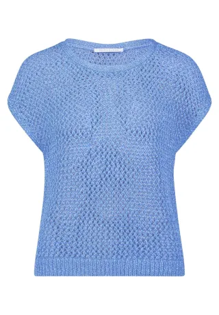 Betty & Co - Kurz geschnittener Strickpullover blau - Gr. - 34