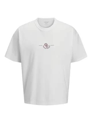 JACK&JONES - JORSANREMO TYPO TEE SS CREW NECK SN Bright White - Gr. - XL