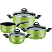 GSW Topf-Set Milano color, Leichtmetall-Legierung, Aluminium (Set, 7-tlg., je 1 Kochtopf Ø 16/20/24 cm, 1x Stielkasserolle Ø 16 cm), extra starker FerroTherm®Boden, Induktion