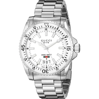 Gucci - Dive Edelstahlarmband Uhr mit weißem Zifferblatt für Herren