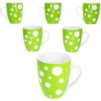 MamboCat Becher Pula grün 6er Set Kaffeebecher 300ml Porzellan-Tasse 6 Pers. Punkte, Porzellan