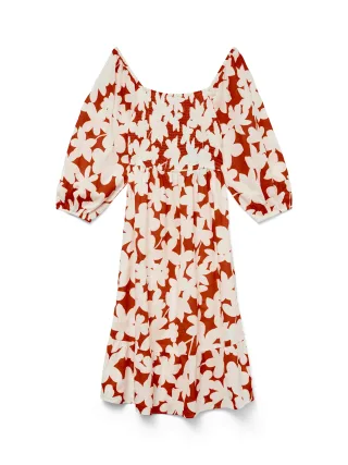 VERO MODA - VMDICTHE 3/4 SQUARE CALF DRESS WVN GA Fiery Red - Gr. - M