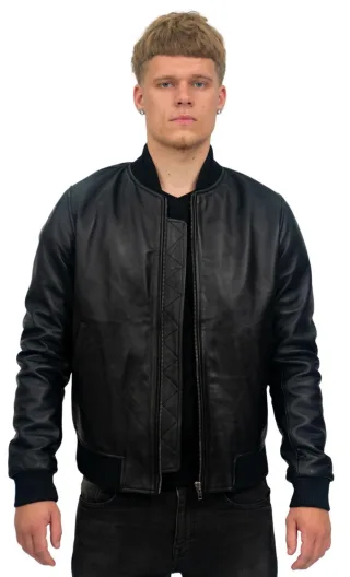 Herren-Bomberjacke im Retro-Uni-Stil aus Leder – Pretoria