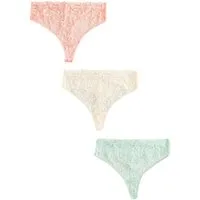 Next High-Waist-String 3er-Pack Nahtfreie Hochbund-Slips, Spitze, Tanga (3-St)