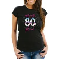 MoonWorks Print-Shirt Damen T-Shirt Geburtstag Made in the 80's Retro Eighties Achtziger Geschenk Fun-Shirt Slim Fit Moonworks® mit Print