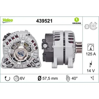 Valeo Generator  125A Citroen Peugeot 439521