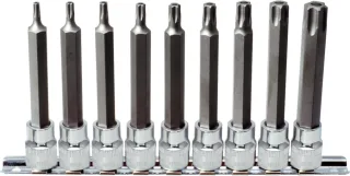 KS Tools 3/8" CHROMEplus Bit-Stecknuss-Satz Torx, Bohrung, lang, 9-tlgTB20-TB60 - 918.3969