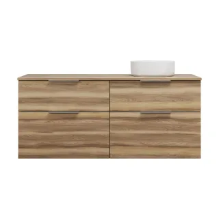 Burgbad Keramik Waschtisch-Set Eqio Frassino Dekor Cappuccino/Alpinweiss, SGUW140RF3437C0001 SGUW140RF3437C0001