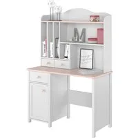 Compleo Kinderschreibtisch LARA mit Aufsatz, Schreibtisch für Mädchen, Weiß + Rosa
