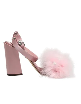 Dolce & Gabbana Pinke Pailletten Riemensandalen Schuhe