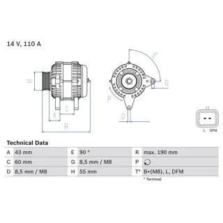Bosch Lichtmaschine 110A Nissan Micra K12 1,5