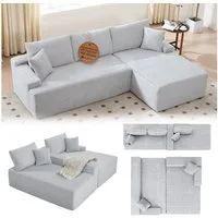 Juskys Ecksofa Coredo, Ecksofa, mit Rücken- & Dekokissen, Cordbezug, Modular platzierbar