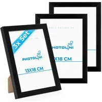 PHOTOLINI Bilderrahmen 3er Set modern mit bruchsicherem Acrylglas, Holz MDF, Fotos & Poster, für 3 Bilder (3er Set), Posterrahmen 13x18 cm zum Aufhängen & Aufstellen