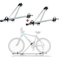 OMAC Dachfahrradträger 2x Dachfahrradträger bis 17kg Aluminium Silber Fahrradhalter, (2-tlg), Abnehmbar, Leichtgewichtig