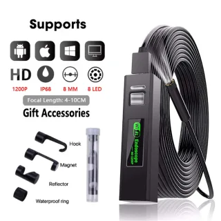 8mm 1200P Endoscopic Wifi Camera Endoscope For Android/Iphone IOS Mobile Smartphone Car Inspection Tools Single Dual Len