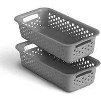 Pro Home Aufbewahrungskorb Modularer Kunststoffkorb Kunststoff Box (2 St), Aufbewahrungsbox mit Griffen - BPA-Frei - Organizer Körbchen Bad Küche