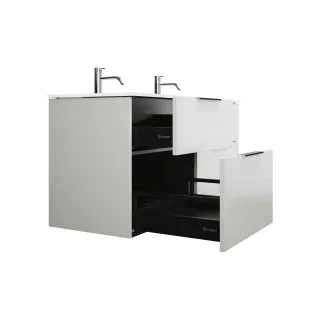 Burgbad Glas Waschtisch-Set Eqio Weiß Hochglanz/Weiß, SEYY122F2009A0070 SEYY122F2009A0070