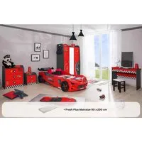 Aileenstore Jugendzimmer-Set Rio, (5-tlg., 5 teilig), Komplettset 5 teilig mit Autobett Rio, LED, Spoiler, Softclose