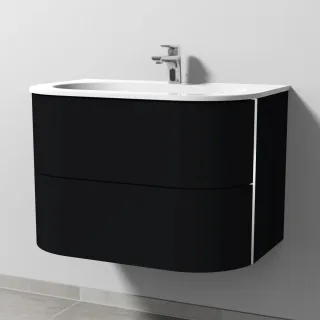 Sanipa 4balance Keramik-Set mit 2 Auszügen, Schwarz-Matt, DL40208 DL40208