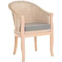 Krines Home Relaxsessel Rattan-Sessel mit Holzbeinen, Sessel aus echtem Rattan- mit Polster, Rattanstuhl