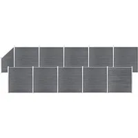 vidaXL Gartenzaun WPC Zaun-Set 10 Quadrate + 1 Schräge 1830x186 cm Grau, (1-St)
