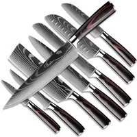 HT Messer-Set Messerset aus Hochwertigem Carbon Edelstahl, Küchenmesser Set (8-tlg), Scharf Messer Set, Profi Kochmesser Set mit Ergonomischen Griff