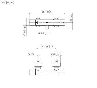 Dornbracht Brause-Thermostat für Wandmontage SERIENSPEZIFISCH 34442979 Platin 34442979-08