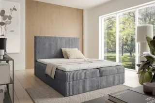 Boxspringbett Schlafzimmerbett ARNAU 200x200cm Stoff Tilia Grau