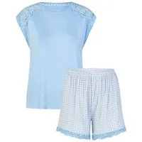 By Louise Shorty Lace Luxury (Set, 2 tlg., 2-teilig) Damen Pyjama Shorty Kurzarm Viskose Spitze Sommer