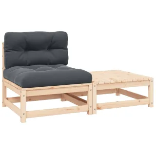vidaXL Garten-Lounge-Set, Anthrazit, Holz, 2-teilig, Füllung: Polyester, Rechteckig, Loungemöbel, Gartenlounge-Sets