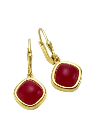 Jamelli Ohrringe Silber 925 vergoldet mit echtem Chalcedon rot