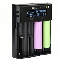 AFKSMILE 4 Ladeplätze Ladegerät für 18650-Akkus, Display Batterieladegerät Akku-Ladestation (2000mA, Ladegerät für 3,6/3,7V-Lithium-Ionen-Akkus und 1,2V-NiMH-Akkus)