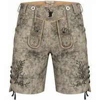 PAULGOS Trachtenhose Herren Lederhose Kurz mit Trägern 100% Echtleder - HK3 ANTIK
