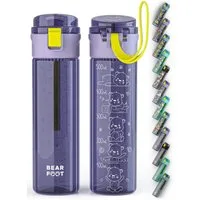 BEARFOOT Trinkflasche Trinkflasche Kinder, leichte Wasserflasche - Logo lila