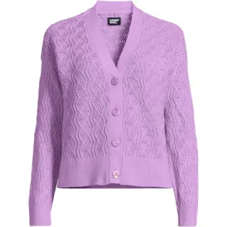 Cardigan aus Leinenmix, Damen,  Lila, Baumwolle/Leinen/Baumwoll-Mischung, by Lands' End