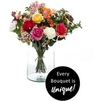 Kunstblumenstrauß Blumensträuße Rose, Emerald, Höhe 54 cm, gebunden, Mehrfarbig, Rosen, H: 54cm