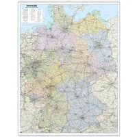 Interkart Landkarten & Globen GmbH Poster Deutschland Karte mit Straßen - Laminiert - Beleistet - Straßenkarte, Oberflächen beschichtetes Poster