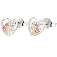 schmuck23 Ohrstecker-Set Kinder Ohrringe Pferd Pony Herz 925 Silber, Kinderohrringe