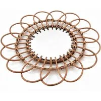 Spetebo Wandspiegel Weide Wandspiegel in Blumen Optik - Ø 50 cm - Deko (1 Wandspiegel, 1-St., Weide Wandspiegel Blume), Hänge Spiegel mit Rattan Elementen in Blumen Form