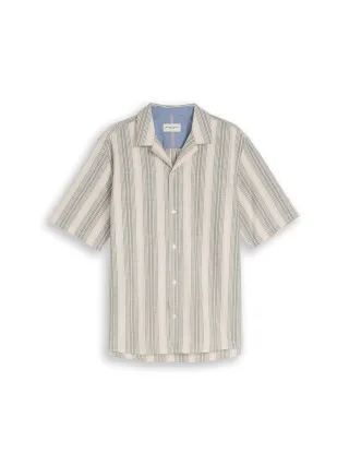 Tom Tailor - Comfort Fit Kurzarmhemd mit Streifen olive multicolor stripe - Gr. - XL
