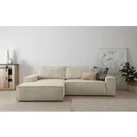OTTO home Ecksofa SHERWOOD Cord L-Form, 267 cm - OTTO. Verlässliche Qualität., Schlaffunktion mit Bettkasten (210x136 cm), Cord, Vintage, Samtvelours