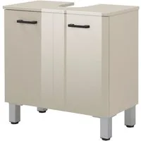 welltime Waschbeckenunterschrank Florenz,Breite 60cm, 2 Tür, 2 Fächer, mit Siphonausschnitt, MDF-Front in verschiedenen Farben erhältlich, Badmöbel, Badschrank, Kommode, Bad