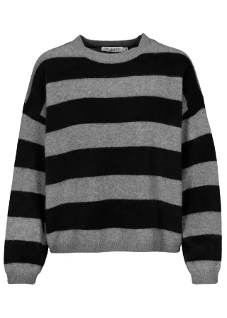IN LINEA - Rdh. Pullover flanell mel.?/black - Gr. - 36