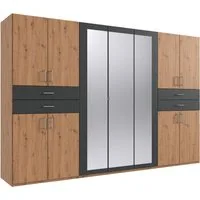 Wimex Kleiderschrank Taiga Kleiderschrank mit Spiegel mit Schubladen auf bequemer Höhe, Garderobe Schlafzimmerschrank