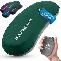 Nordmut Reisekissen aufblasbar & ergonomisch für Camping & Outdoor, kompakt & ultraleicht, Spar-Set, 1-tlg., Nordmut Rago + Kompressionsbeutel, Trekking, Schlafkissen für Nacht, waschbarer Bezug, Kompressionsbeutel