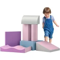 HOMCOM Bausteinset, Schaumstoffbausteine zum Toben & Klettern Spielbausteine, (Riesenbausteine, 7 St., Bausteinset), für Kinderzimmer und Kindergarten, Kunstleder, Bunt