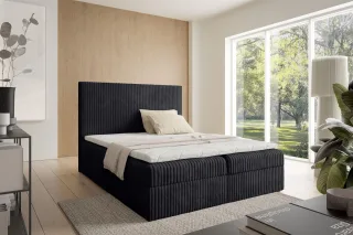 Boxspringbett Schlafzimmerbett ARNAU 120x200cm Stoff Tilia Schwarz