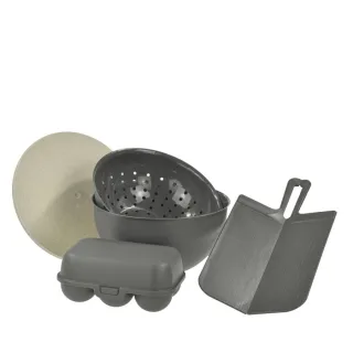 Küchenhelfer-Set 5-teilig platzsparend & nachhaltig Kunststoff ash grey 22x21cm | Koziol Aarhus Organizer für Camper und kleine Van-Küchen Zubehör.